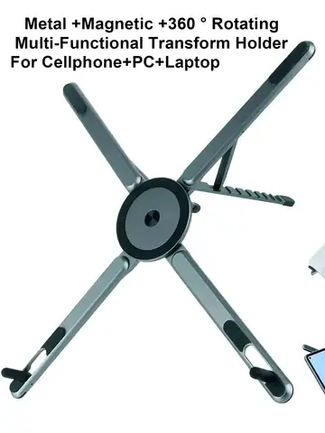 Portable Magnetic Phone Holder & Selfie Stick 3-in-1 Foldable Tripod Stand for iPhone iPad Tablet Laptop Desktop Use
