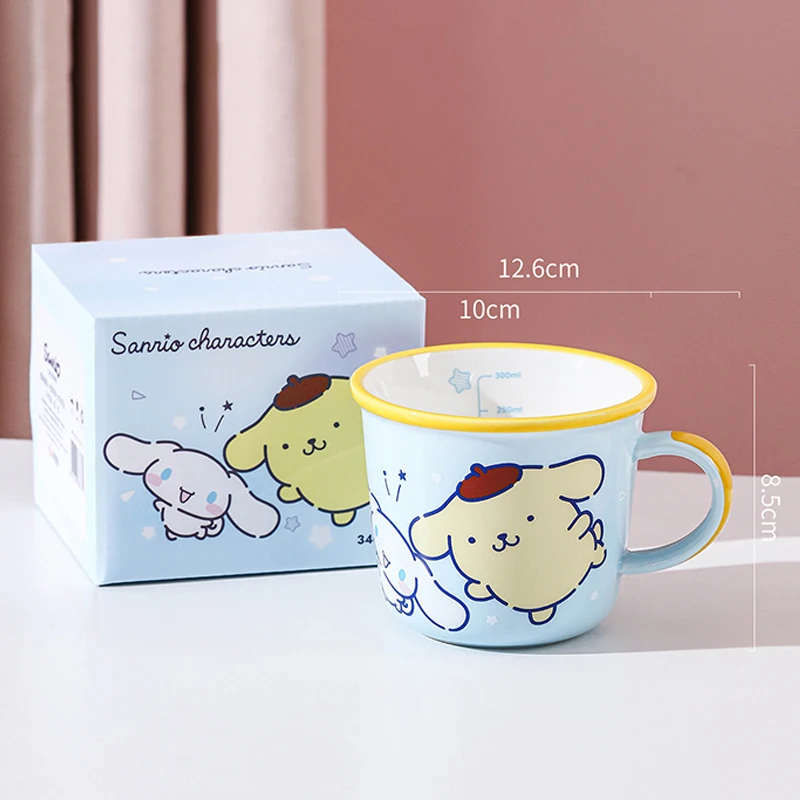 310Ml Kawaii Sanrio Cartoon Hello Kitty My Melody Cinnamoroll Kuromi Ceramic Box Set Mug  Colorful Cutlery Water Cup Kid Gift