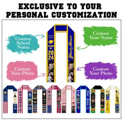 Custom Congratulations Graduation Sash Class of 2024 Congratulation Gifts Personalized Graduation Stole with Photo Name School