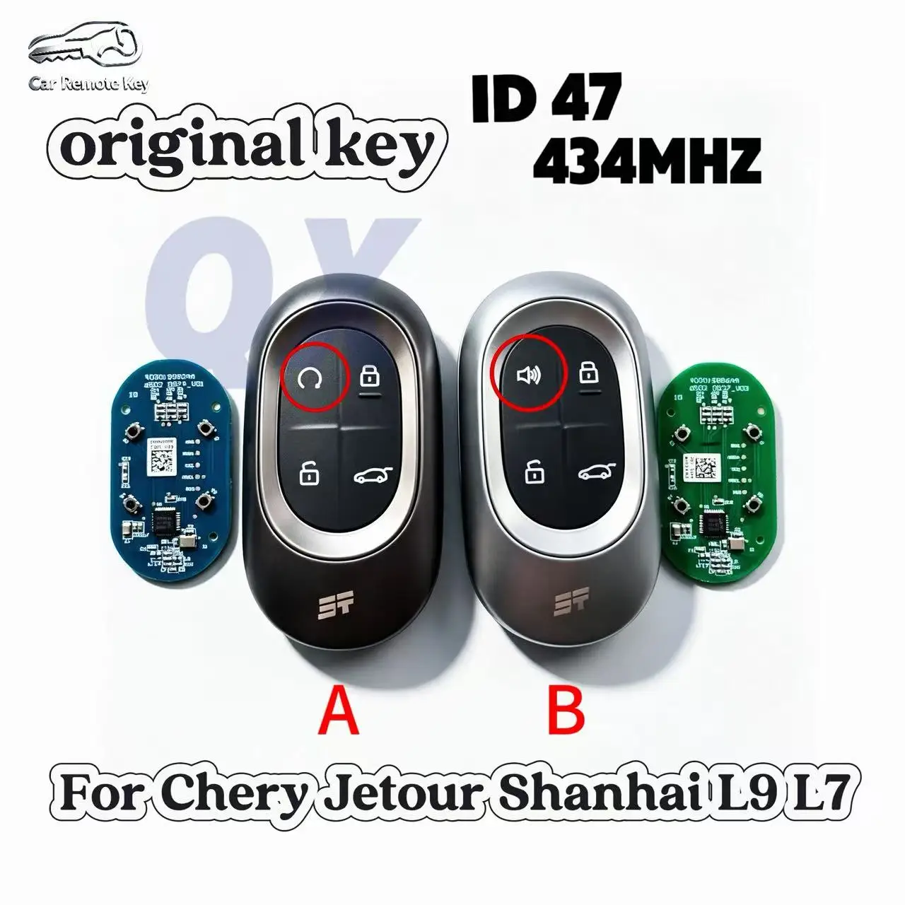 Smart Remote Key and shell Compatible for Chery Jetour Shanhai L7 L9,ID47 434MHZ
