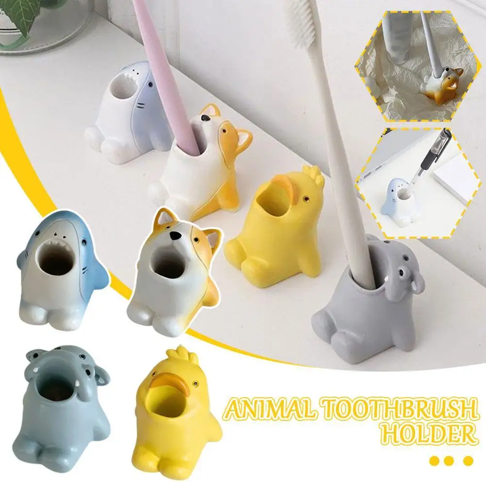 Cute Cartoon Animal Toothbrush Holder Corgi Shark Pencil Stationery Decoration Storage Countertop Organizer Makeup Stand Br R9S4