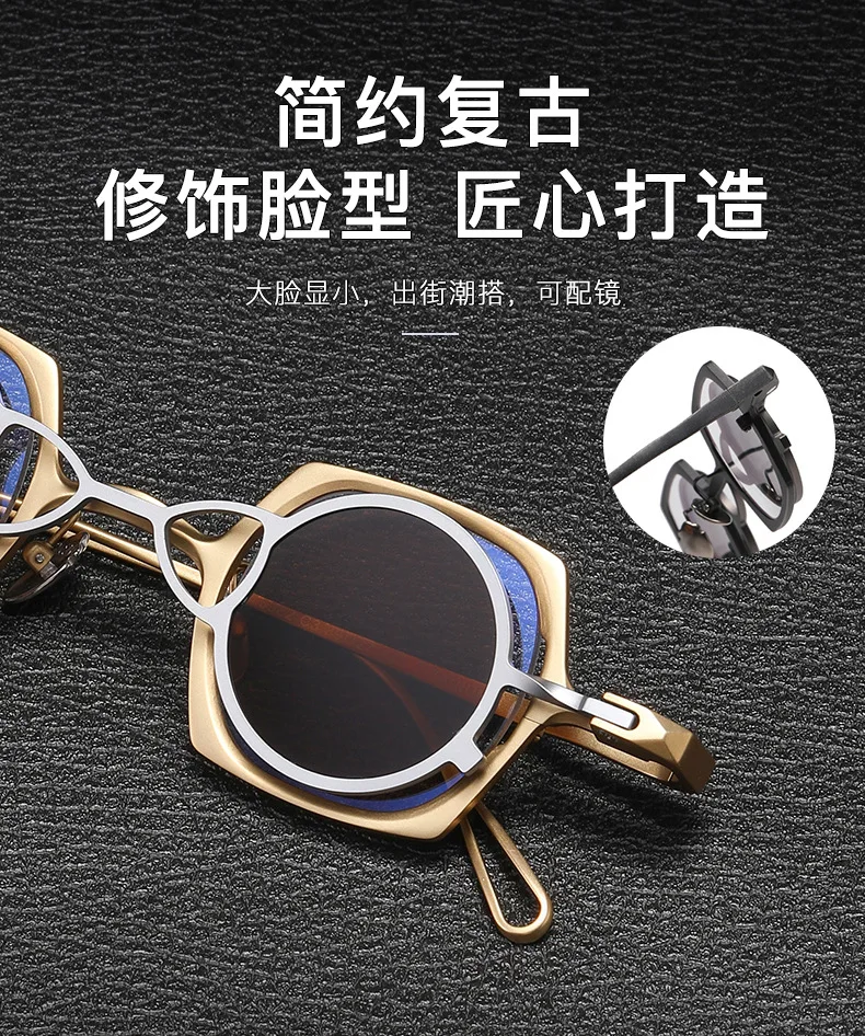 NEW Magnet Clip Pure Titanium Vintage Eyeglasses Frame Man Square Polarized Sunglasses for Men Luxury Brand Designer Eyewear