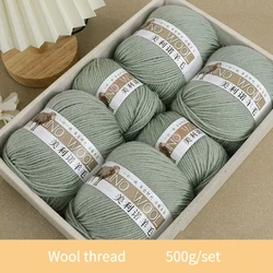 500g/set Medium Thick Wool Yarn for Crochet Sweater Hat Scarf Vest Coat Diy Soft Skin Friendly Warm Fluffy Thread Pink White Red