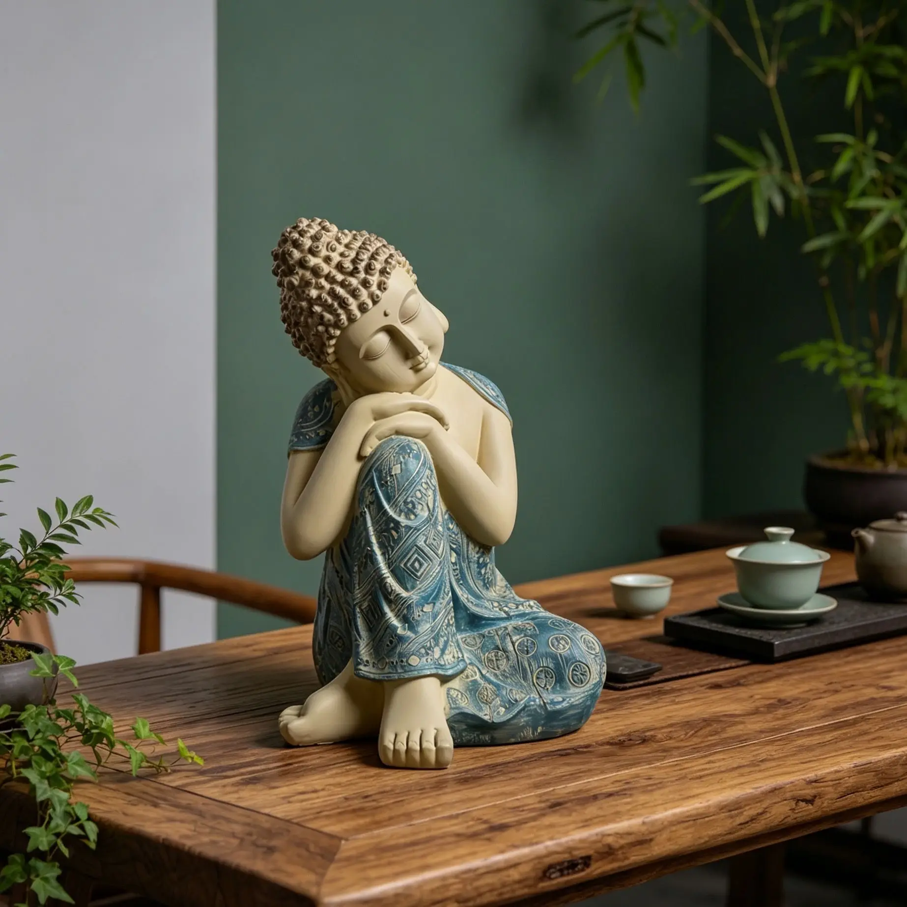 Retro 25cm Floor Standing Ornament Home Decoration Suitable For Courtyard Balcony Terrace Tea Room Study Garden