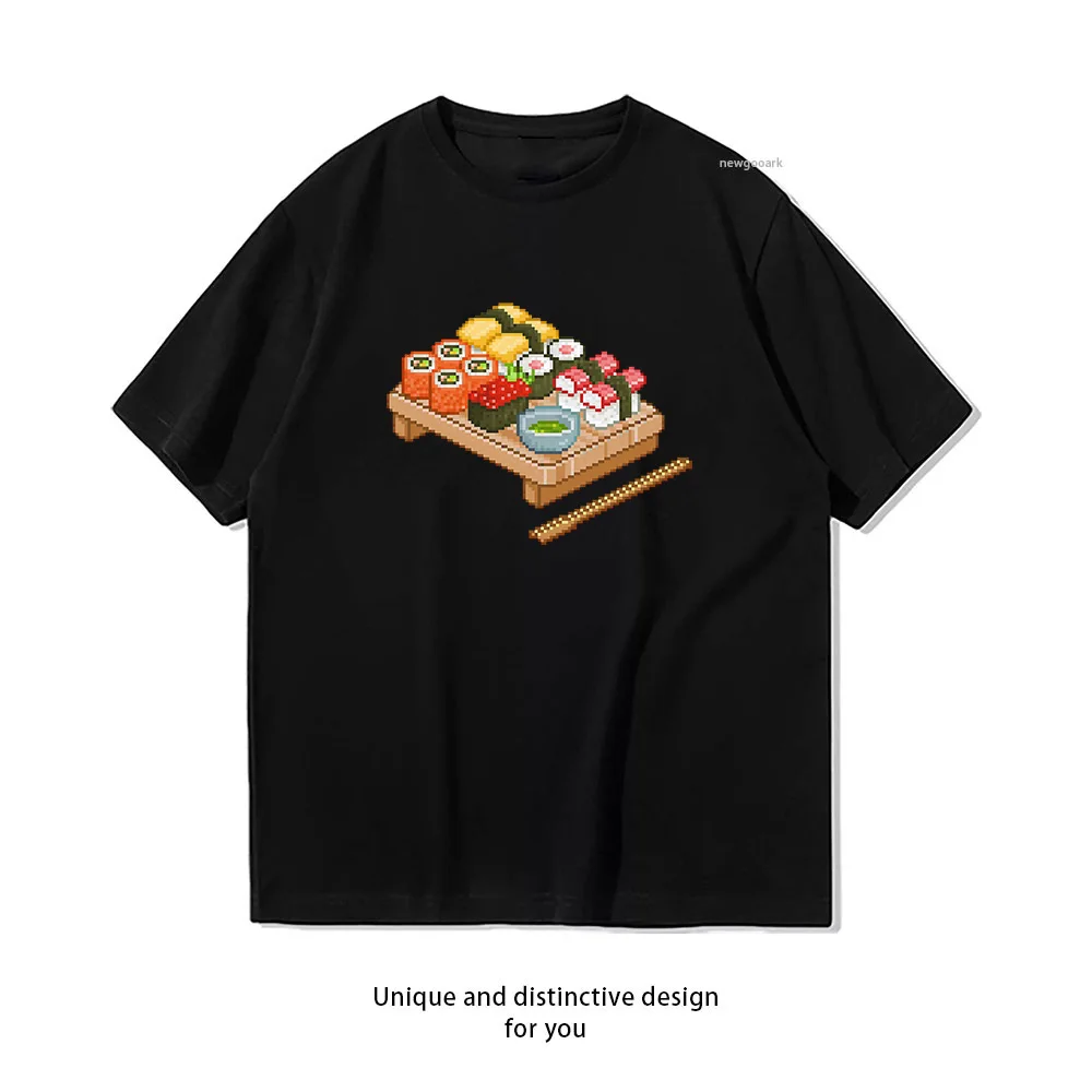 Pixel Sushi Otaku Japanese t-shirt woman man Summer fashion Casual cotton printed t shirts O-neck Short-sleev Creative Gift tee