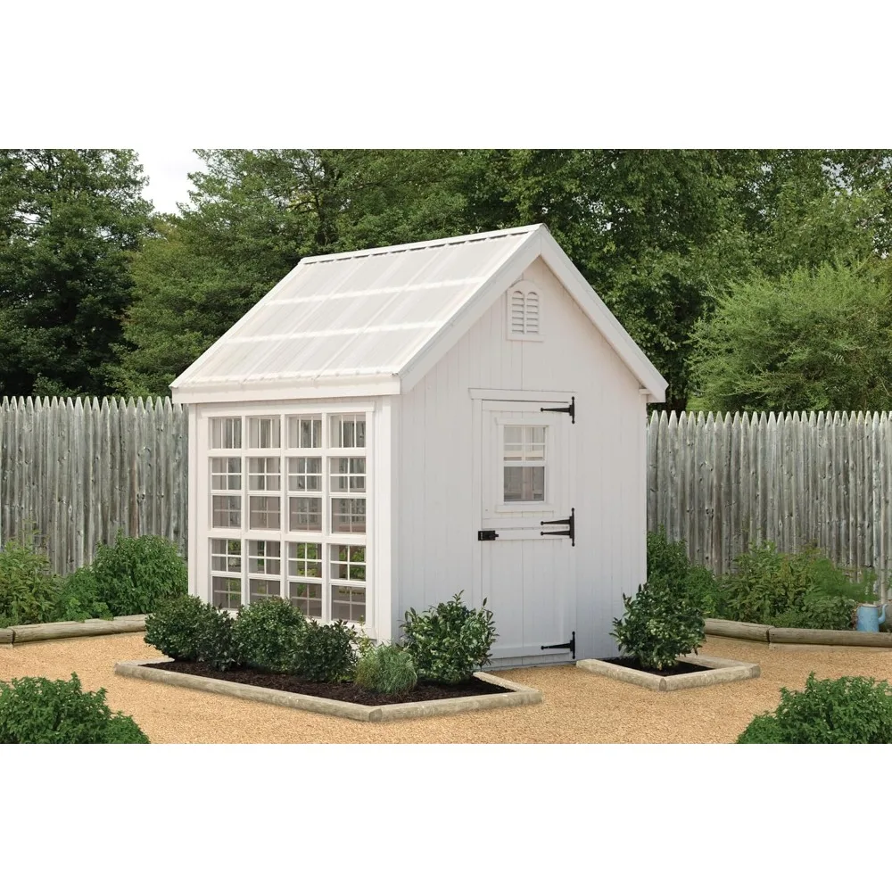 8x8 Gable Greenhouse - Wood DIY Kit for Garden, Backyard, Lawn