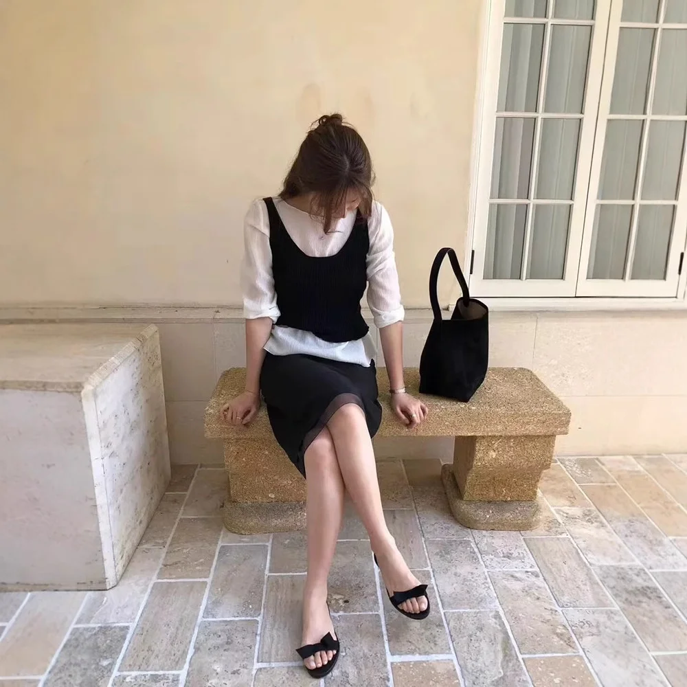Korean Style Pure Color Lace Trim Stripe Strap Vest 2025 Summer Women Slimming Sleeveless Set Short Shirt Knitted Thin