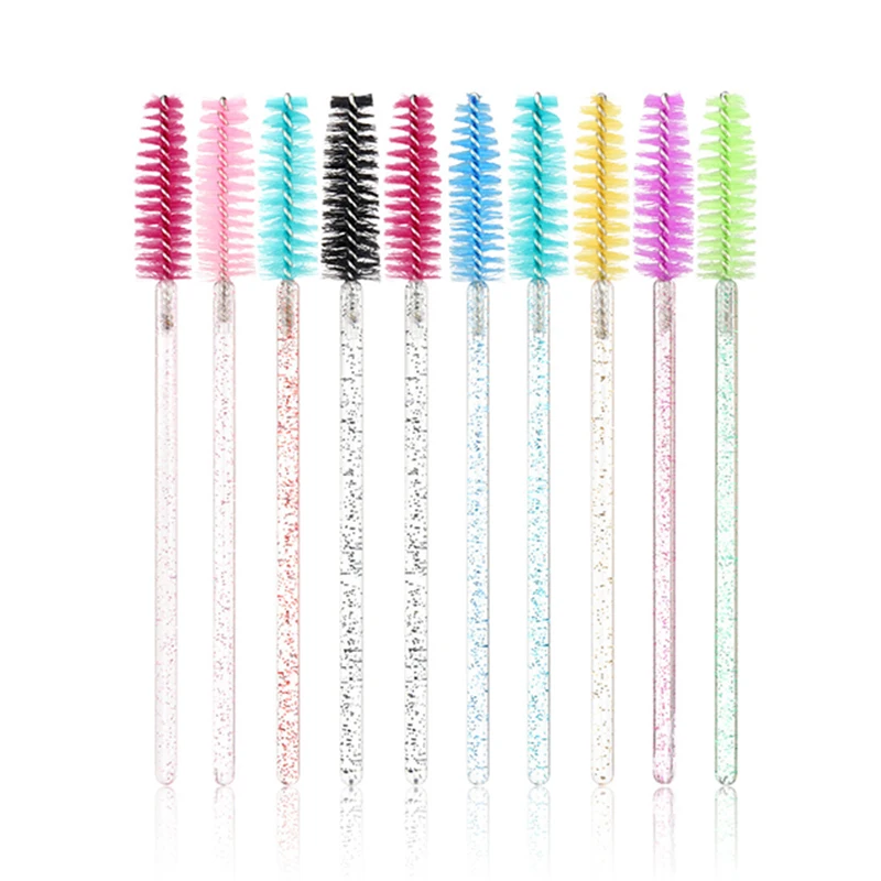 50Pcs Crystal Eyelash Brushes Disposable Eyebrow Comb Eye Lash White Mascara Wands Lash Spoolies Makeup Applicators Tools