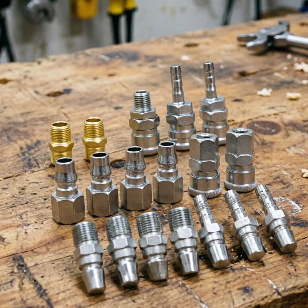 Quick Connect Air Fitting Set 18 pcs for Industrial Applications with Reliable Performance and Frequent Use Durability
