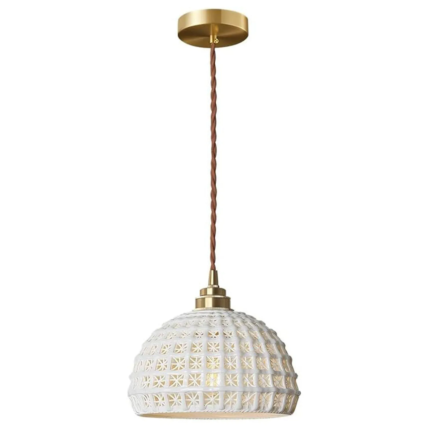 

Modern Ceramic Pendant Light, White Globe Hanging Lamp with Adjustable Cord, Mid Century Ceiling Light Fixture (White)