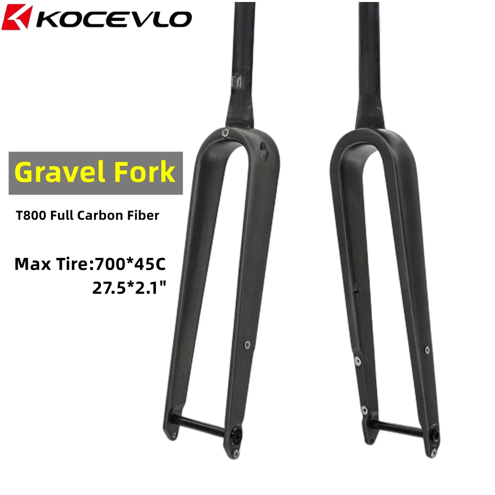 KOCEVLO Carbon fiber Gravel road bike front fork disc brake barrel axle hard fork bike carbon fork inner wiring 1”1/8 top