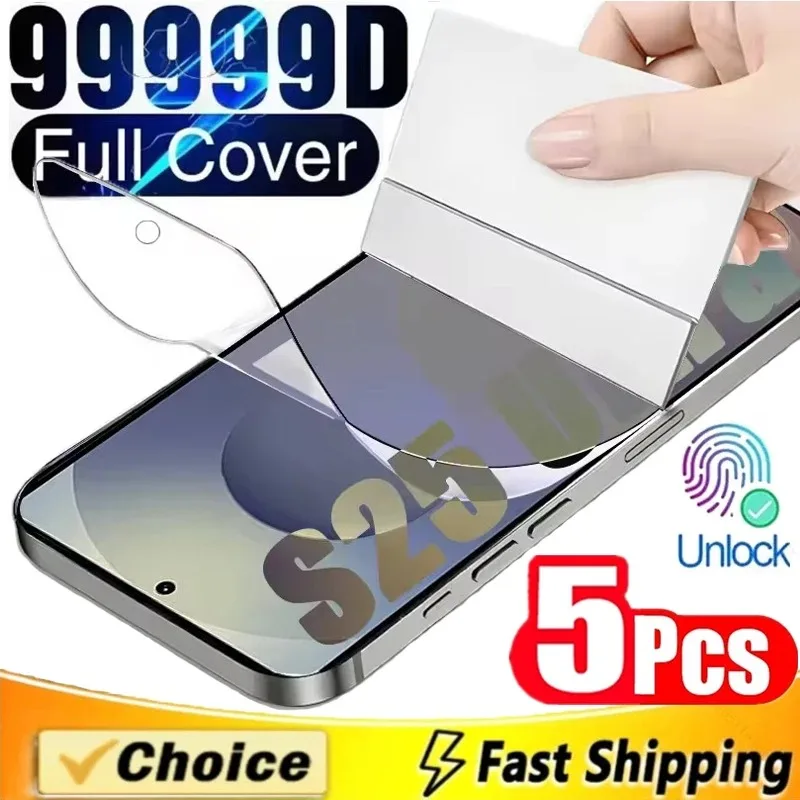 5Pcs Hydrogel Film for Samsung S21 S22 S20 S23 S24 S25 Ultra S25 EDGE S10 S9 Plus FE Screen Protector for Samsung Note 20 10Plus