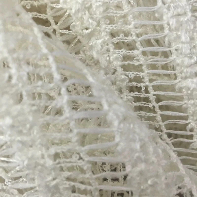 1 Meter White Hollow Sequin Striped Wool Mohair Knit Fabric Soft Fuzzy Cozy Scarf Sweater Handmade Sewing DIY Craft Material