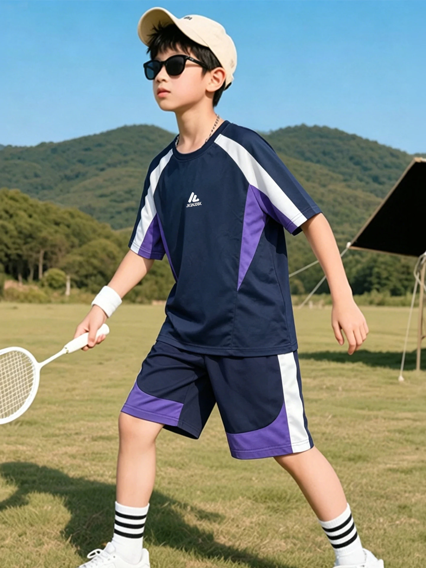 Cool Oxygen Breathable Boys' Sports Suit Quick Dry Lightweight Summer Short Sleeve Training Two Piece Set for Children And Teens