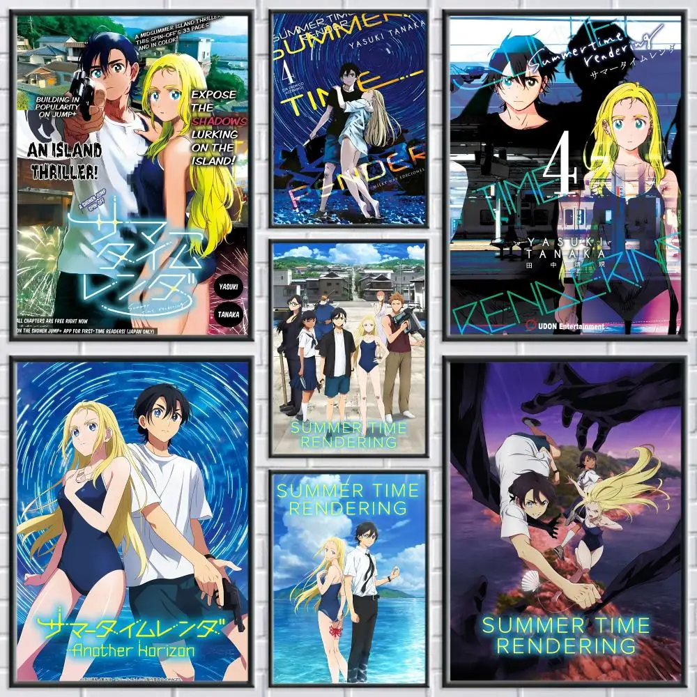 Anime S-Summer Time Rendering Poster High Quality Sticker Self Adhesive Wall Art for Bedroom Hallway Home Decor