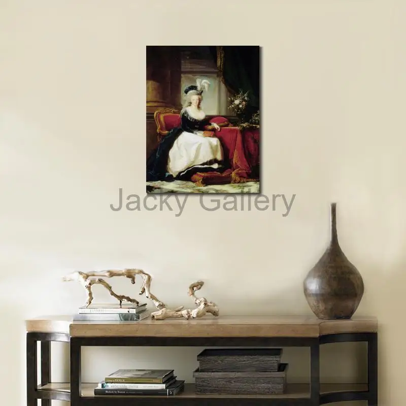 Marie Antoinette with Book Canvas Art Hand Painted Elisabeth Vigee Lebrun Woman Oil Painting for Bedroom Romantic Wall Decor