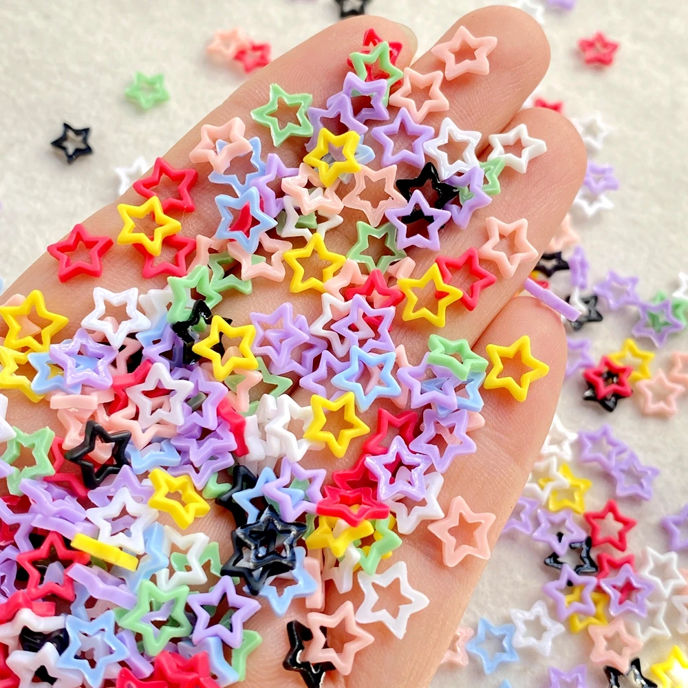 100Pcs Cute Mini Cartoon Colorful Christmas Stars Nail Art Flat back Rhinestone DIY Manicures Appliques Accessories Crafts