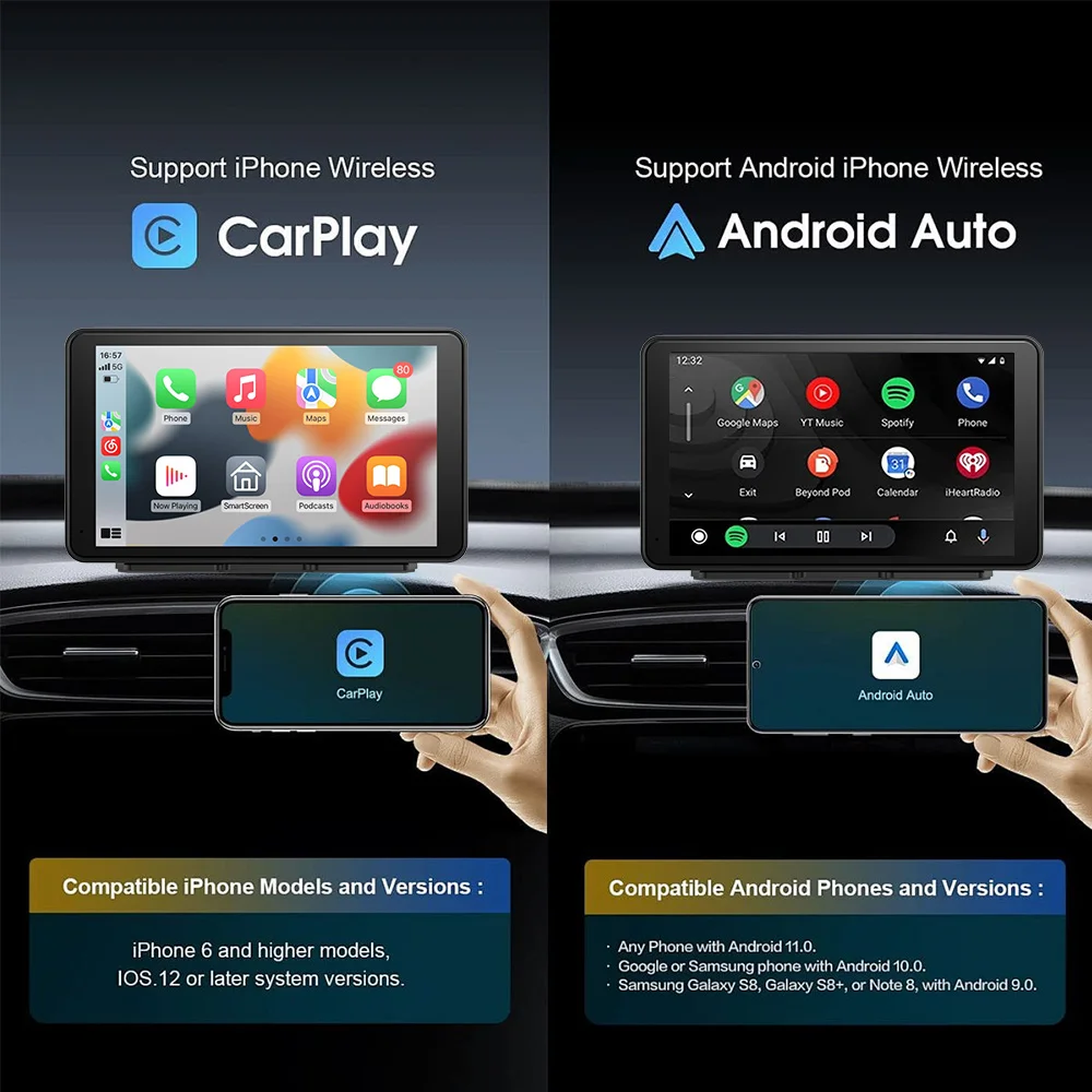 

7inch Car Radio Multimedia Video Player Wireless Carplay And Wireless Android Auto Portable Universal Touch Screen
