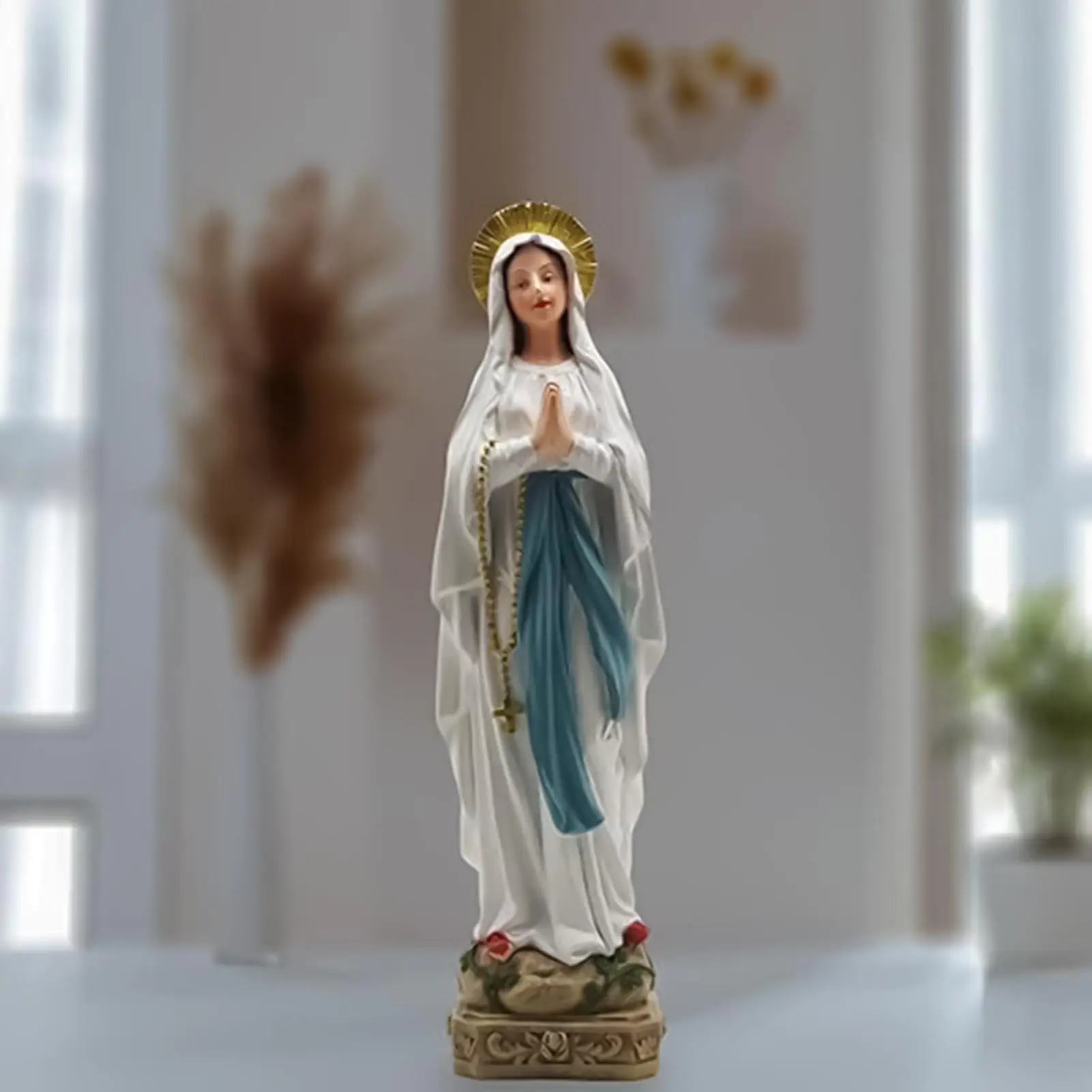 تمثال مريم العذراء تمثال ديني لسطح المكتب تماثيل مريم الكاثوليكية للمنزل والزفاف وعرض الكنيسة والاحتفال بالمدرسة والمعيشة #3