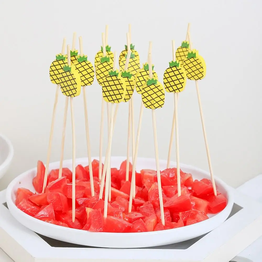 Tenedor para ensalada y verduras, palillo de dientes, palillos de bambú hechos a mano, decoración de cóctel, fruta y comida