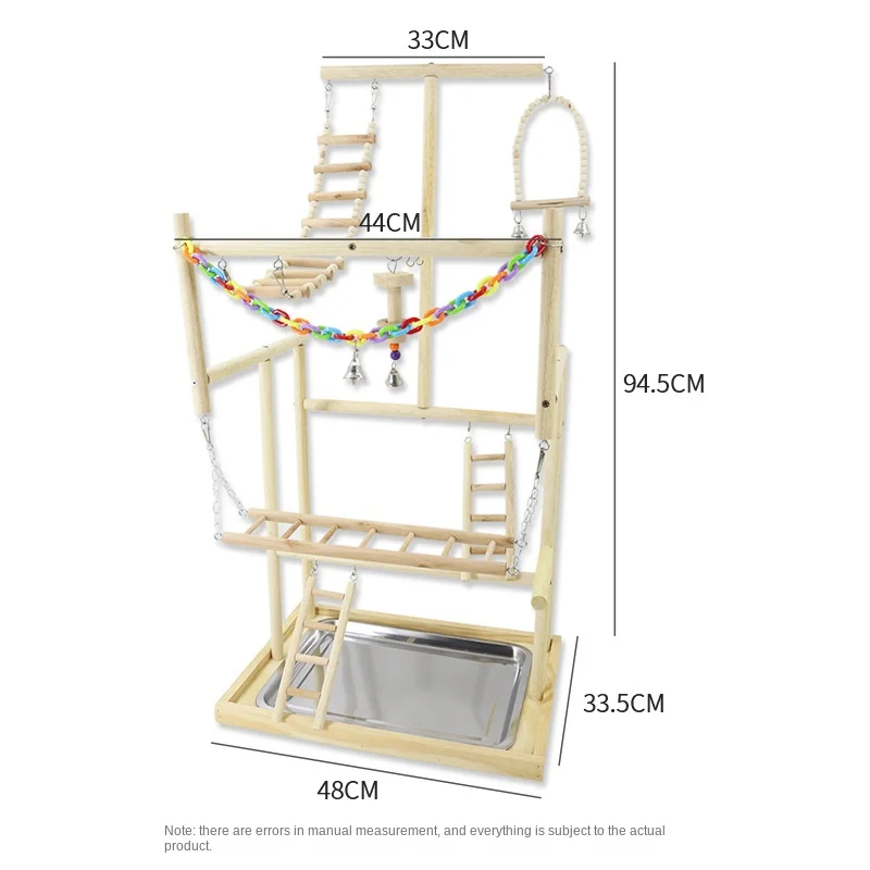 Imagem -05 - Madeira Papagaio Playground Pássaro Playstand Perchers Cockatiel Playgym com Balanço Escadas Alimentador Bite Brinquedos Centro Atividade W178