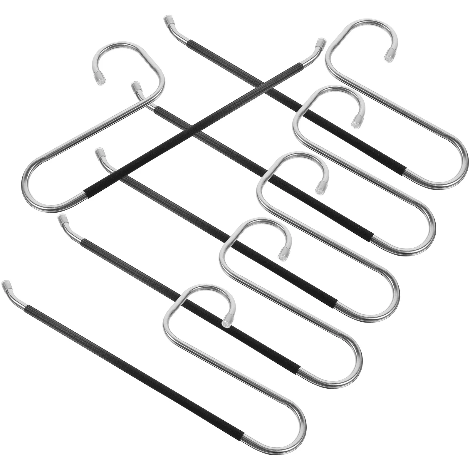 6 قطعة السراويل الفولاذ المقاوم للصدأ الشماعات البلاستيكية المضادة للانزلاق المفتوحة نهاية الفضاء توفير بنطلون جينز شماعات السراويل شماعات الجينز