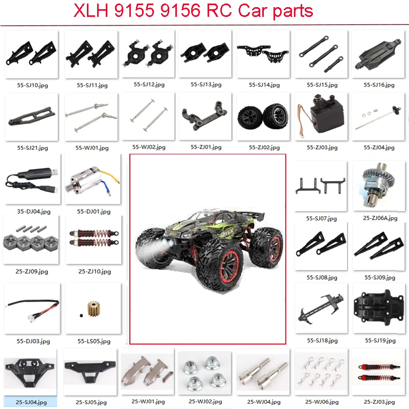 XINLEHONG XLH 9155 9156 RC Car Spare Parts: tire swing arm Steering cup Chassis bumper servo Differential ESC Drive shaft shock