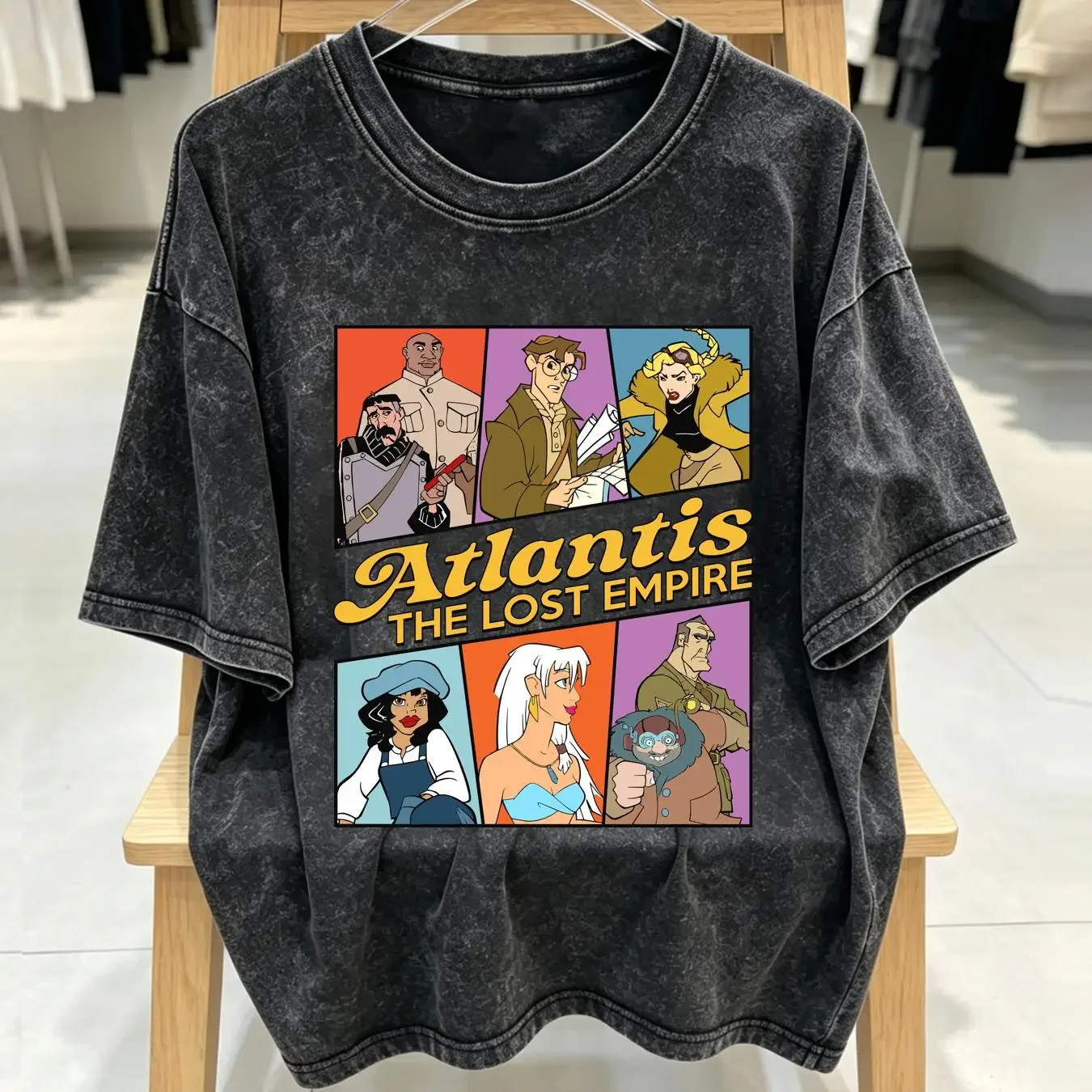 washed T Shirt Atlantis The Lost Empire Characters Kida Nedakh Milo Thatch Helga Sincl vintage Washed Slightly streetwear