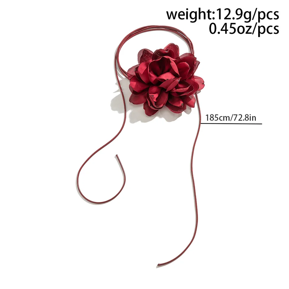 Ingemark Übertriebene große Rosen-Blumen-Halskette für Frauen, Mi, Braut, Gothic, Kpop, verstellbare Schleife, Kette, Y2K-Accessoires, Neu – Detail 10