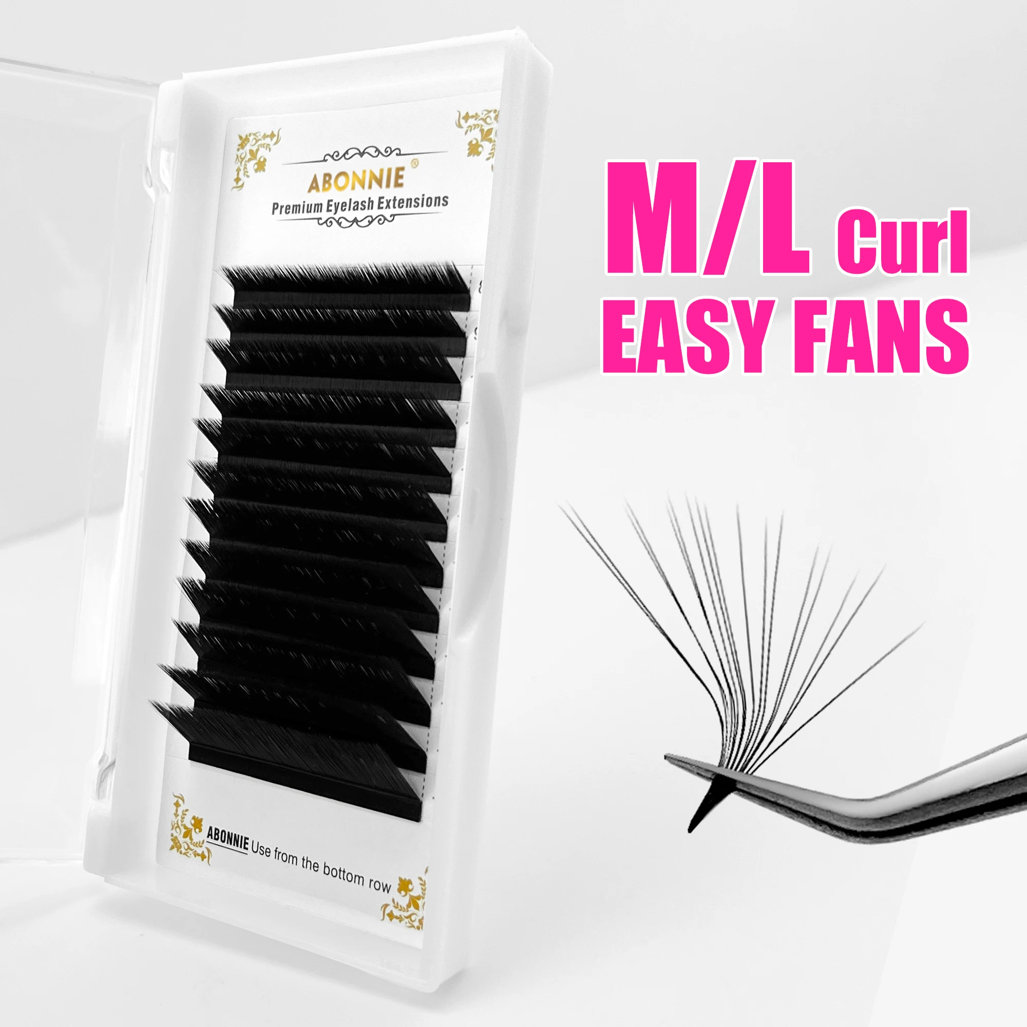 Abonnie m curl fácil fãs volume cílios extensões fãs automáticos extensões de cílios raposa olho chicote florescendo volume cilios