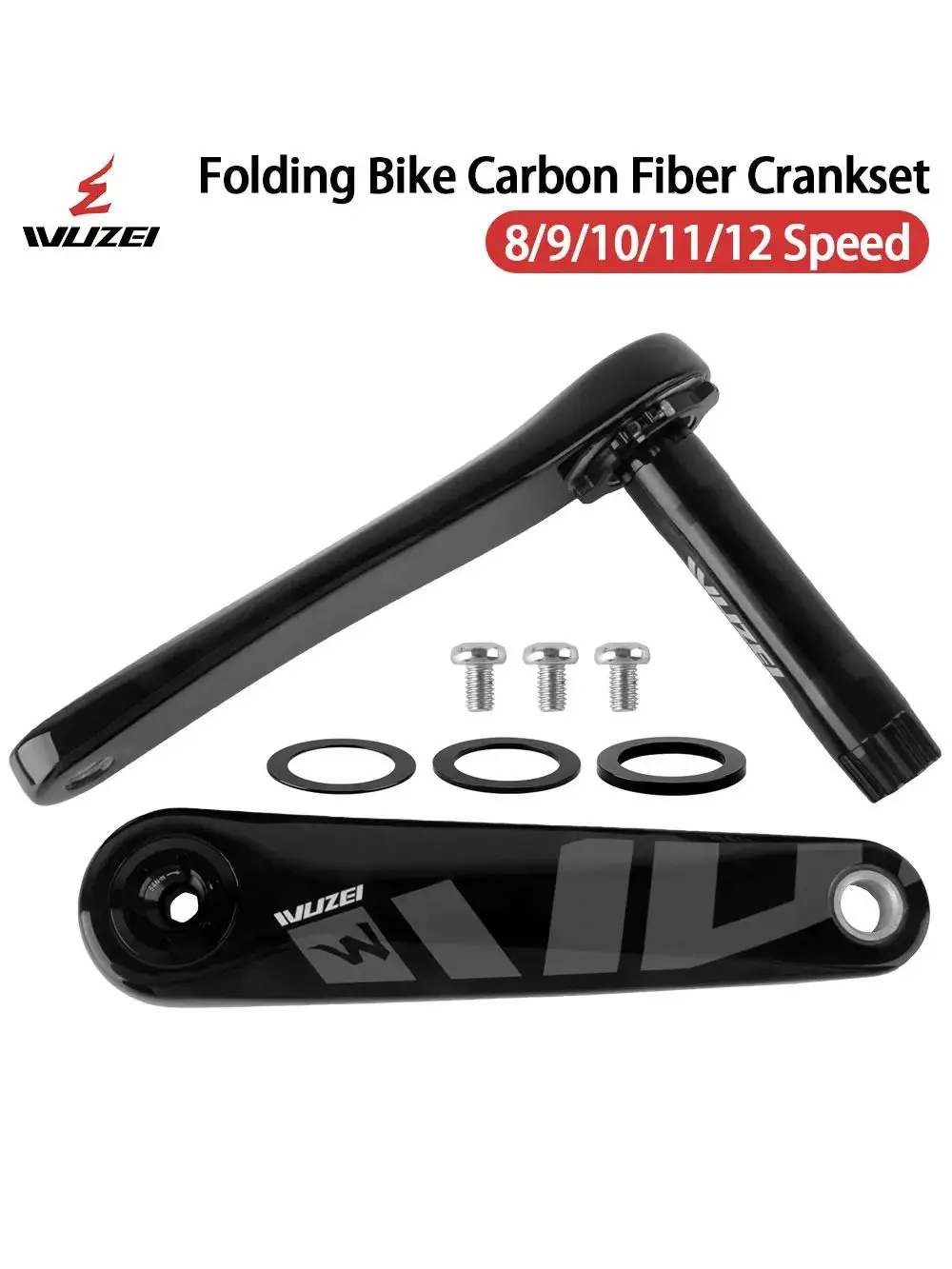WUZEI Koolstofvezel Racefiets Crankstel 165mm 170mm 3-Bolt Direct Mount AL-7075 24mm As voor Shimano 105 R7000 Ultegra R8000 - afbeelding 2