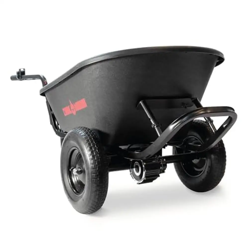 

Electric Wheelbarrow Utility Cart 350 lbs Capacity 6 cu ft Poly Tray Battery Powered Steel Frame Durable Maneuverable Heavy Duty