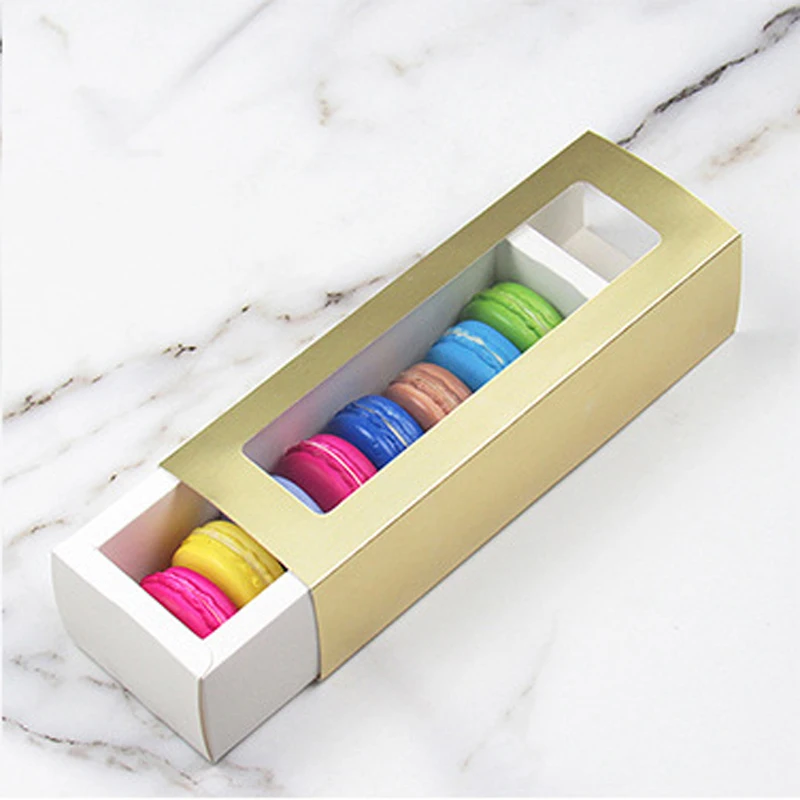 10pcs Transparent Window Drawer Style Packaging Boxes For Wedding Birthday Christmas Party Baking Cake Biscuit Gift Package Box