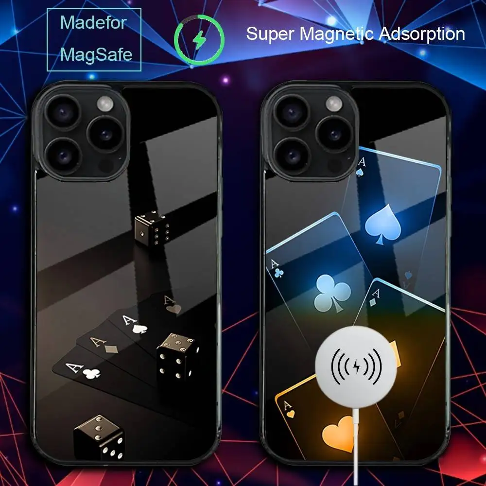 

Чехол для телефона S-Spades Play Poker для iPhone 17,16,15,14,13,12,11,Pro,Max,Plus,Mini,SE4,E с магнитной беспроводной зарядкой Magsafe