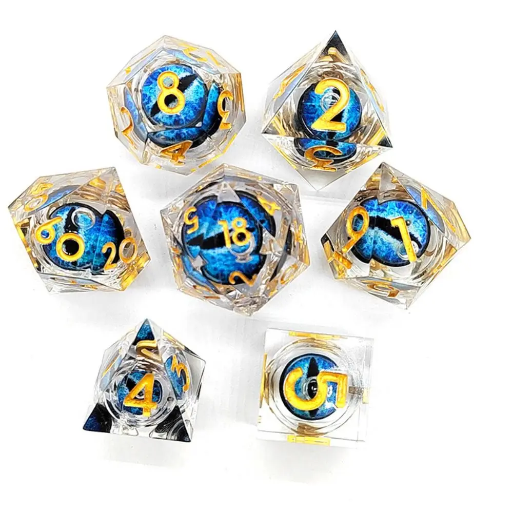 7PCS Resin Dragon Eye Dice Halloween Polyhedral Crystal Longan Dice Game Home Ornaments Tarot Game Party Toys