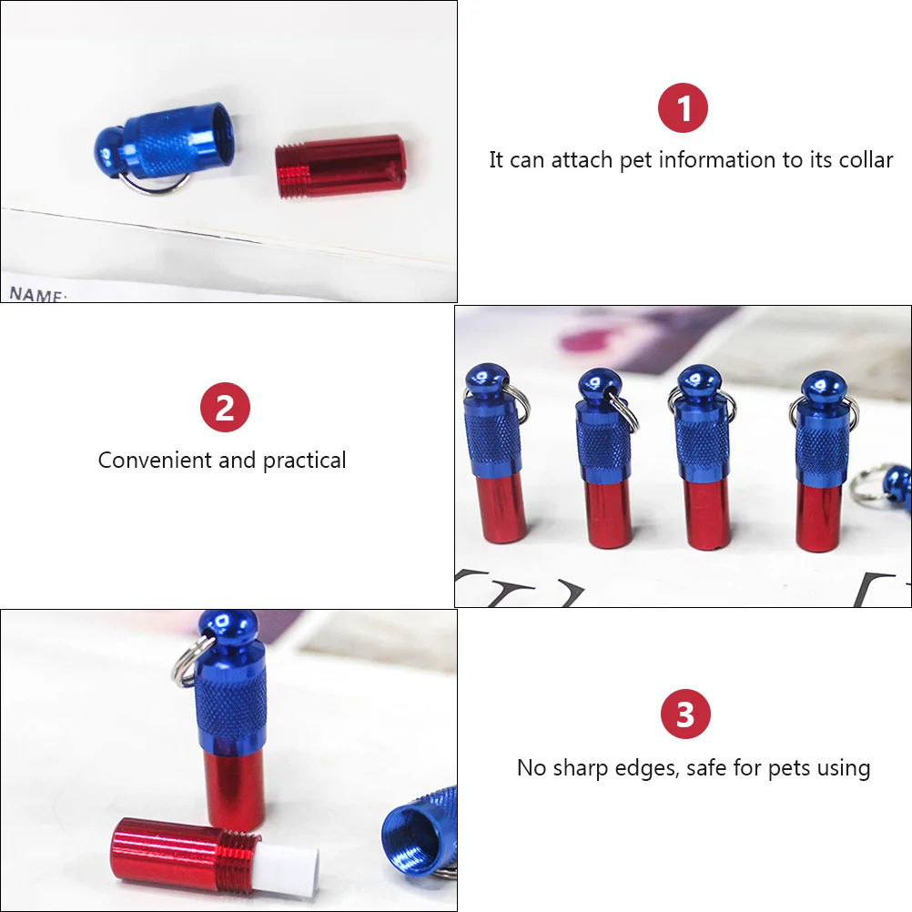 

3 Pcs Pet Dog Tag Wear-resistant ID Tags Brass Capsule Water Proof Tube Shape Puppy Address Identity for Pets