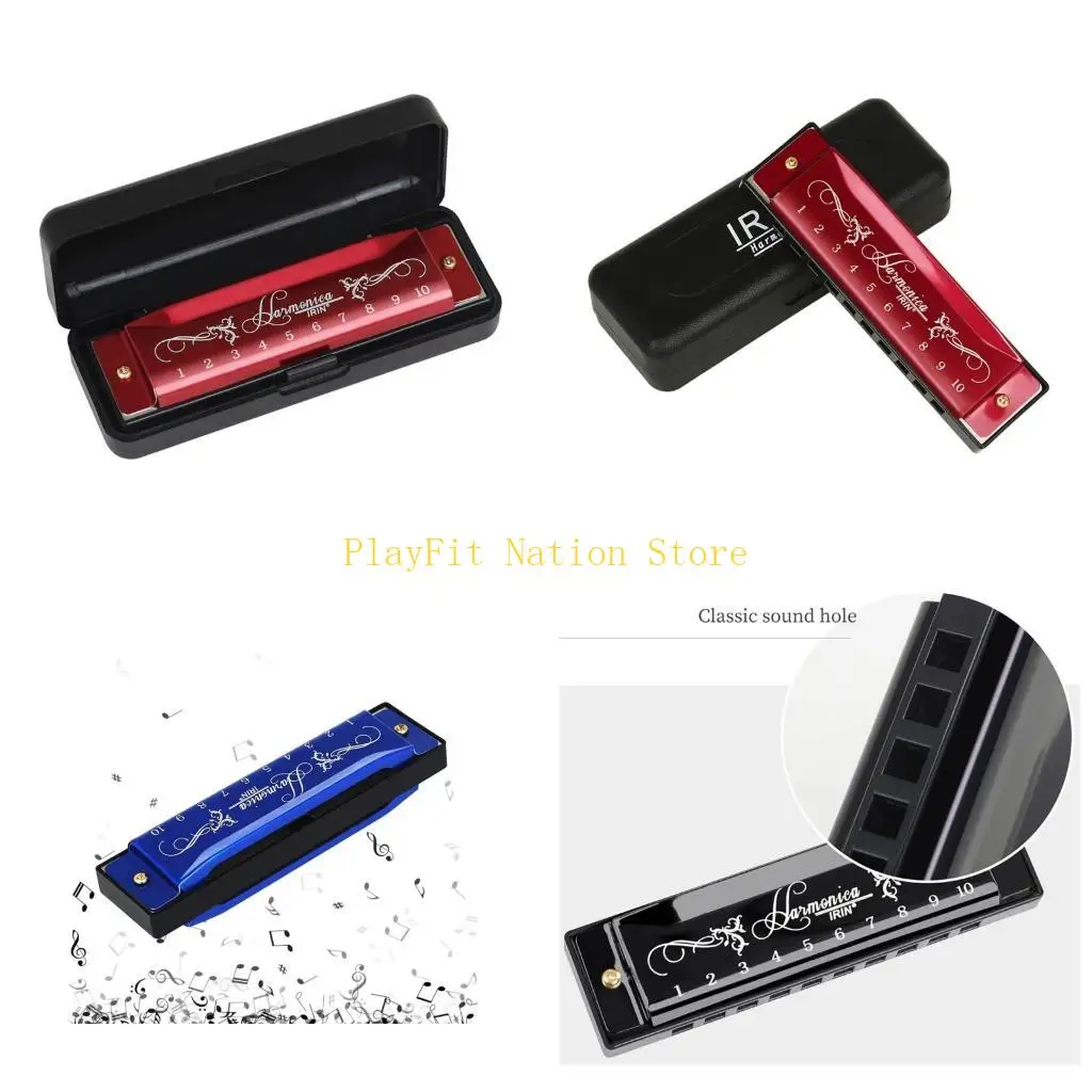 

242F 10 Hole 20 Tones Harmonica Key-of-C Professional Blues Harps Mouth Organ Harmonica Easy-playing Musical Instrument
