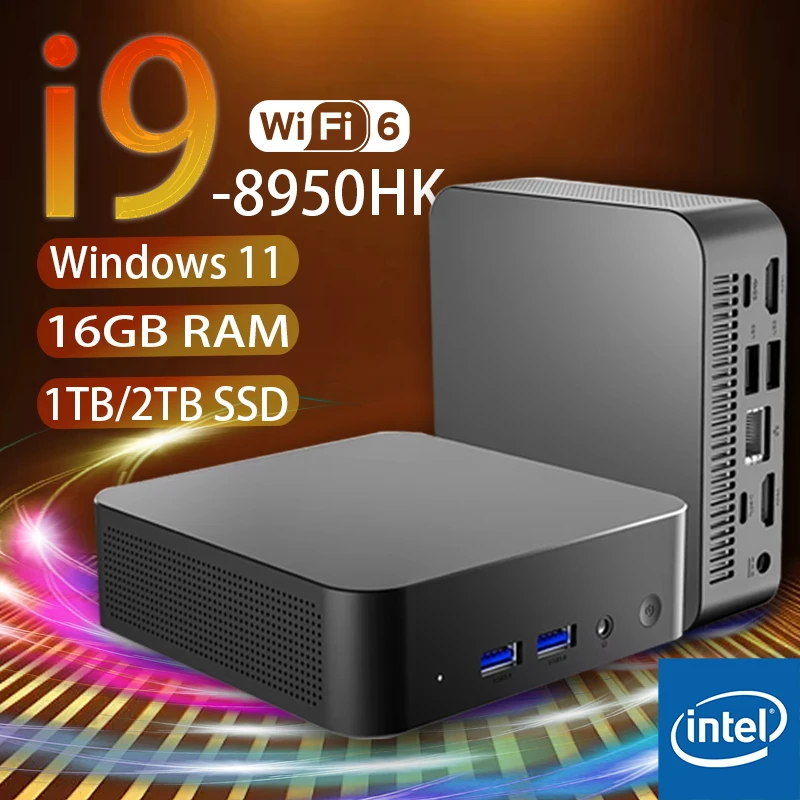 Mini PC Computer Windows 11 WIFI 6 BT5.2 4K Mini Gaming Pc Desktop Intel Core i9 8950HK 16GB DDR4 512GB 1TB SSD Computer PC