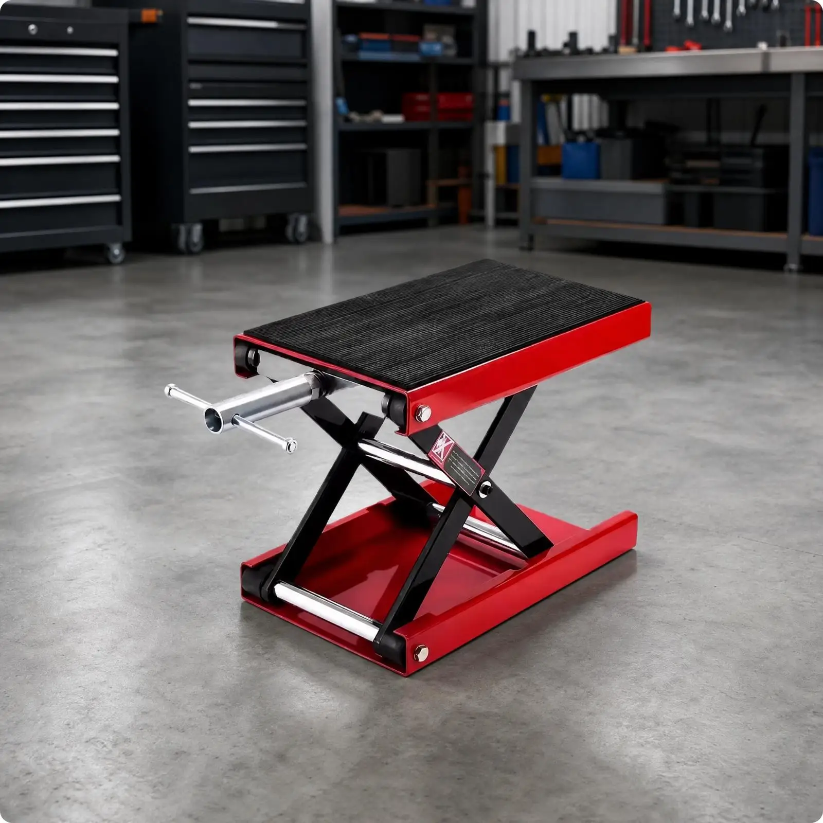 Motorcycle Scissor Lift Stand Portable Service Jack for Garage Repair with Removable Handle