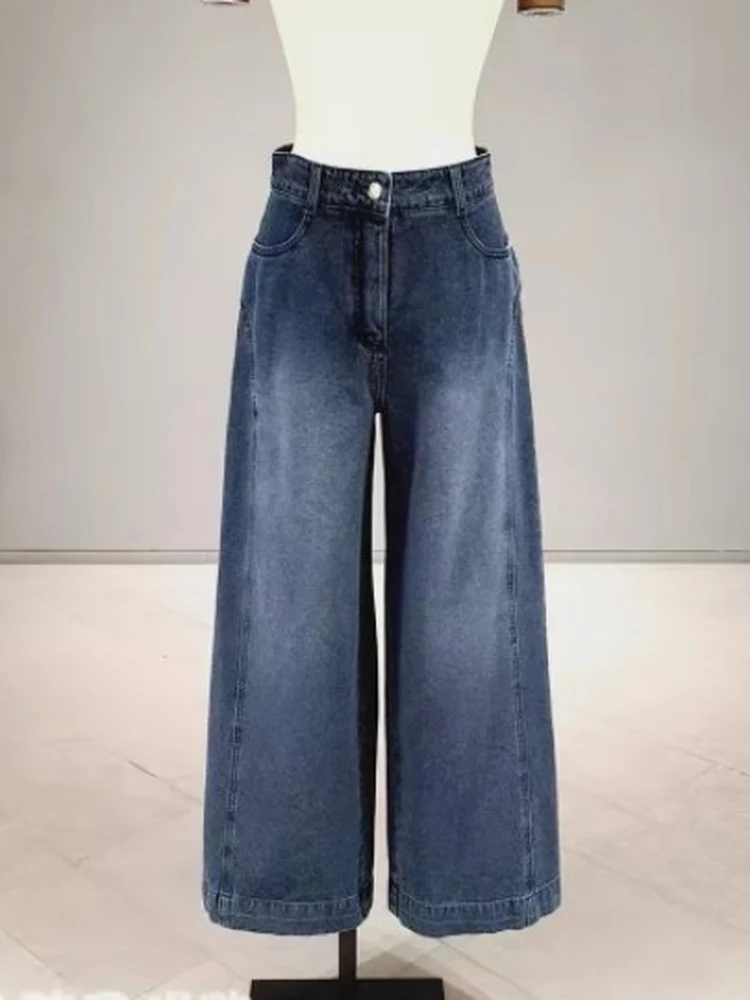 

High Waist Wide Leg Jeans Korean Style Loose Fit Slimming Straight Cut Denim Pants Elegant Summer New Arrival for Women