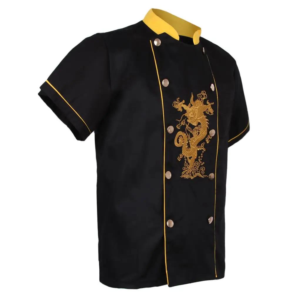 Chef Embroidery Uniforms Men Women Custom Shirt Work Outfit Quick Drying Competition Cook Jacket with Dragon Design for Hotel