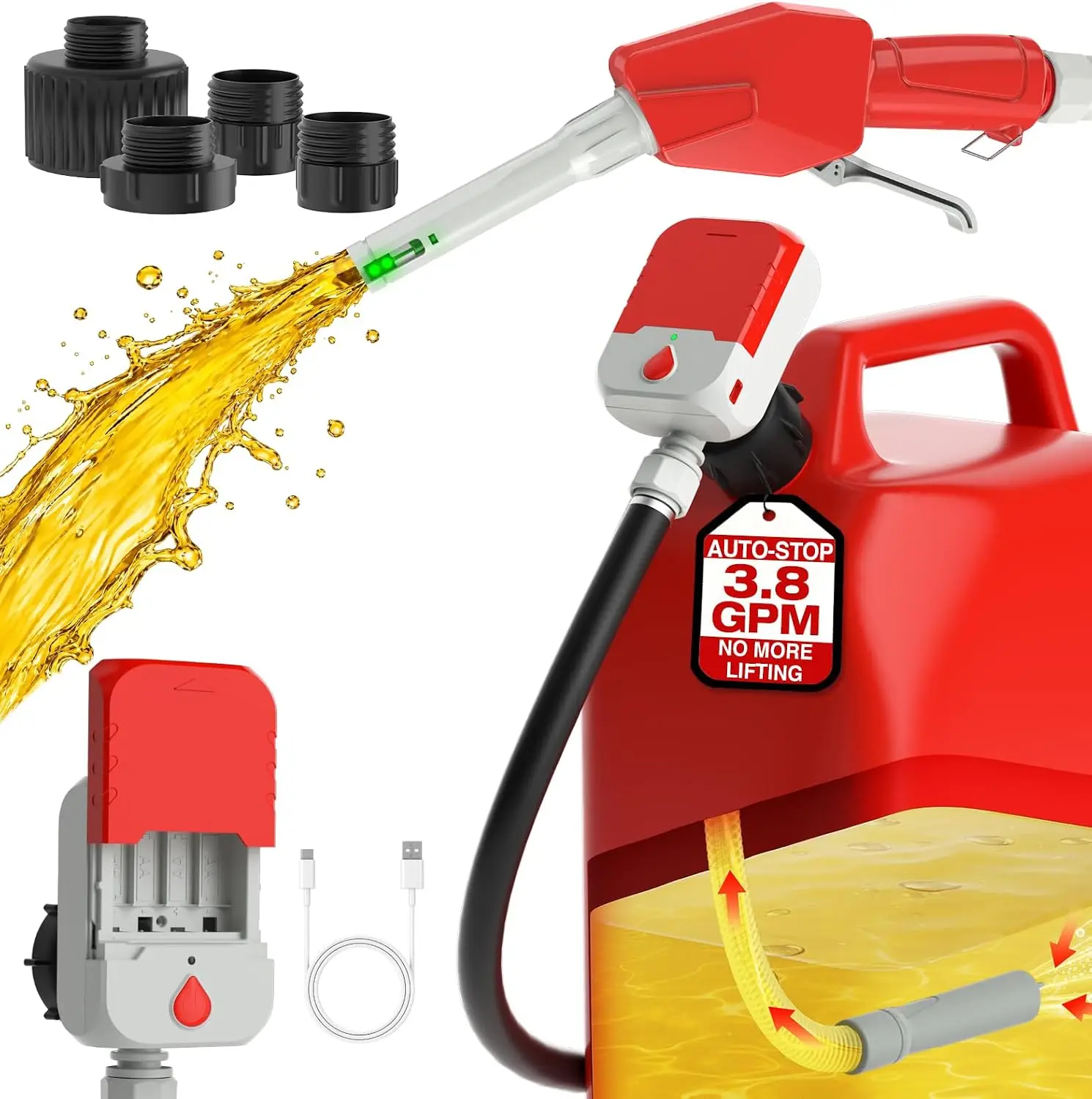 Fuel Transfer Pump, Electric, 3.8 GPM, with Auto-Stop & Hand Trigger Nozzle