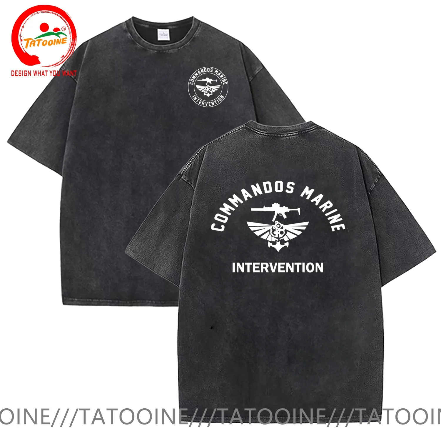 French Navy CTLO Commandos Marine Intervention French Navy CTLO Commandos Marine Intervention T Shirt Men Vintage Washed Cotton