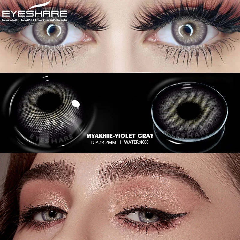 EYESHARE 1Pair Color Contact Lenses for Eyes Brown Colorful Eyes Lenses Green Lens Yearly Cosmetic Makeup Gray Eye Contacts Lens