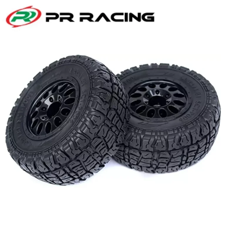 2Pcs PR Racing SCT-P006 1/10 Short Course Truck 1/2 Offset Tires with Foam Inserts Black Wheel Rims 12mm Hex AE Losi SLASH ARRMA