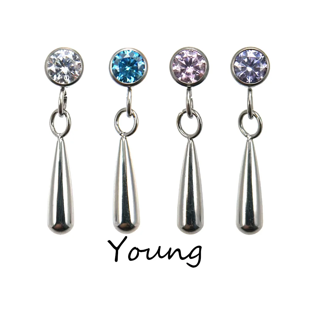 F136 Titanium G23 Cubic Zircon Drops Dangling Earrings Medical Implant Grade Screw In Ear Bone Stud Piercing Jewellery