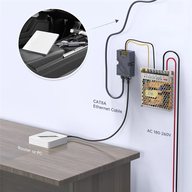 

Надежный для Starlink Mini Poe 150 Вт Gige, пассивная защита от электростатического разряда, 12 В, мини-адаптер Starlink, разветвитель переменного тока от 180 до 260 В до 48 В/3 А, мощность