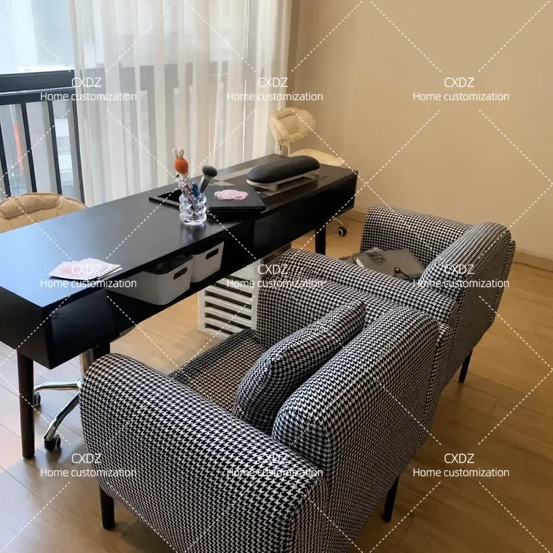 American Retro Solid Wood Manicure Table Single Double Simple Nail Desk with Vacuum Cleaner Manicure Table and Chair Set