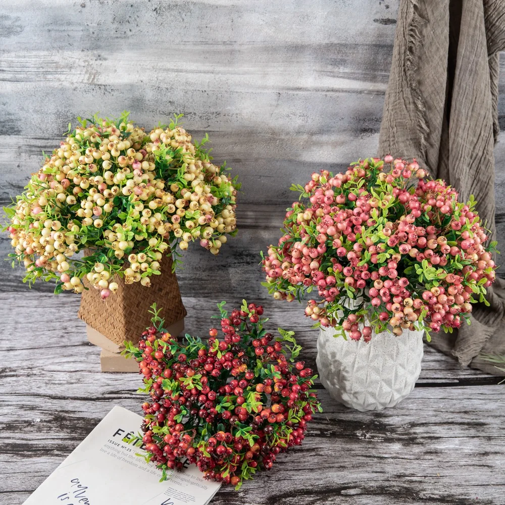 

Bean Branch Christmas Berry Artificial Flower Manufacturer Home Decor Wedding Bouquets Pathway Flower Walls Fake Flowers