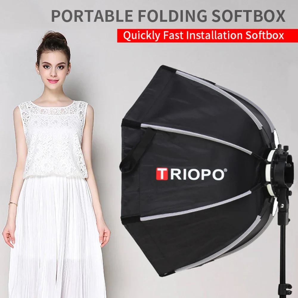 TRIOPO KX65 Umbrella Softbox Portable Outdoor Octagon For flash yongnuo YN200 yn560 iv Godox AD200 V1 tt350 Flash Speedlite Soft